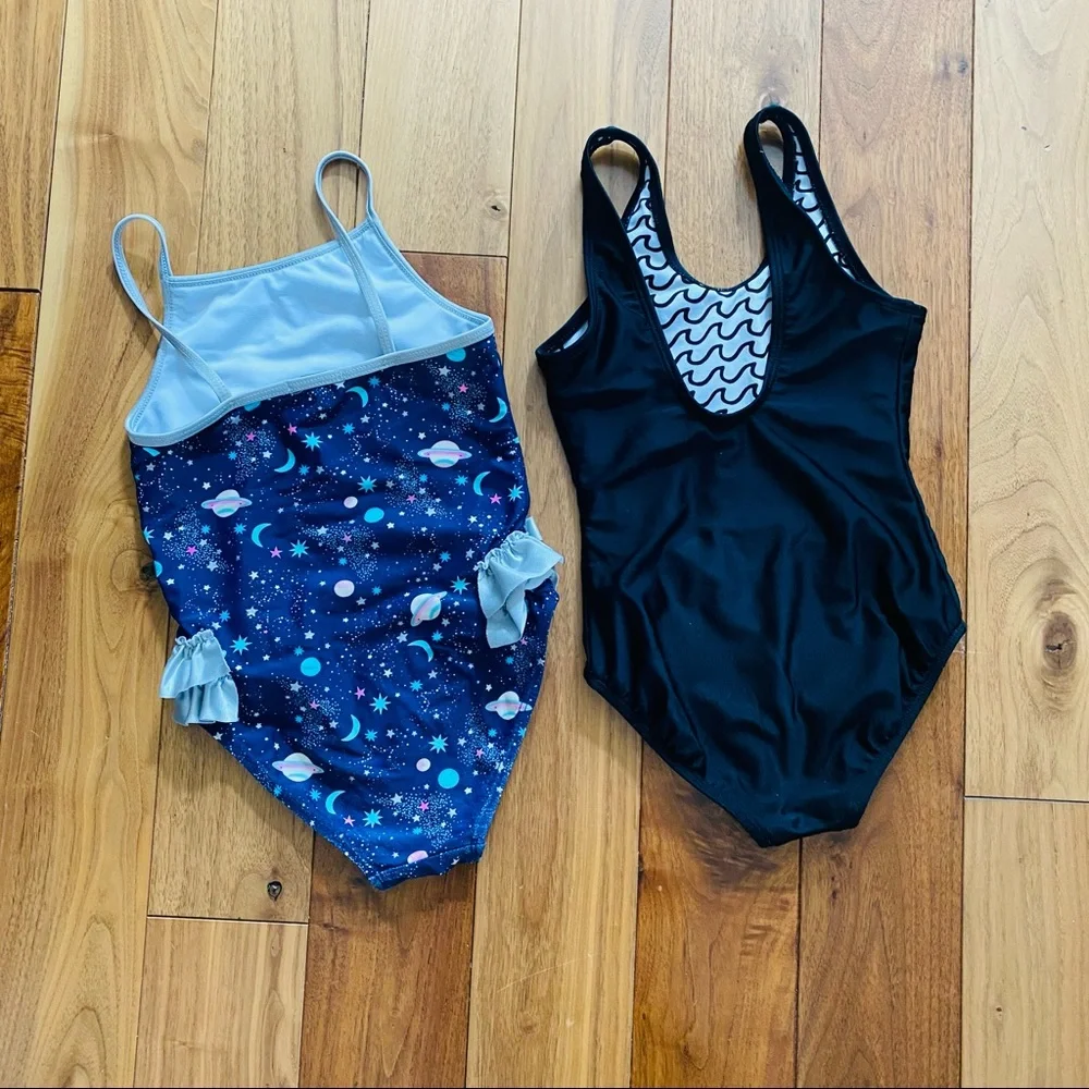 Girls One Piece Swimsuit Bundle Size 5-6 Set of 2 Pool Beach Summer Swimwear